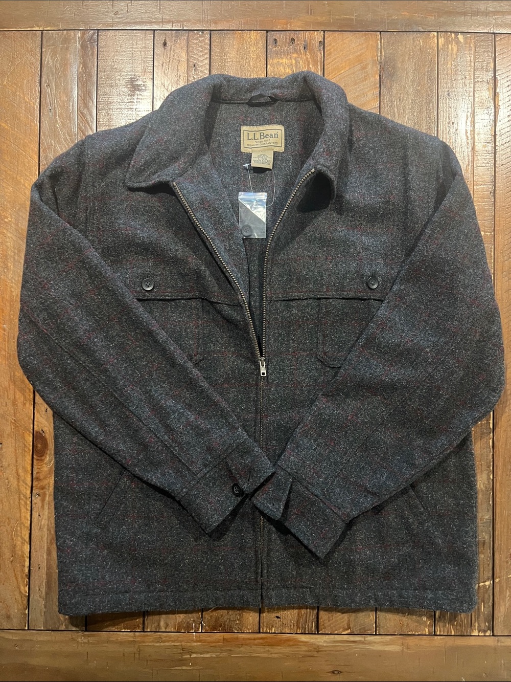L.L. Bean Men's Charcoal Herringbone Zip Jacket